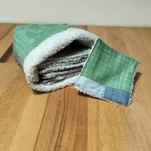 10 lingettes lavables réutilisables avec le panier