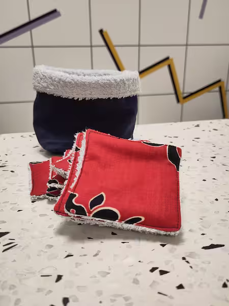 10 lingettes réutilisables avec le panier 5 10 lingettes réutilisables avec le panier – Image 5