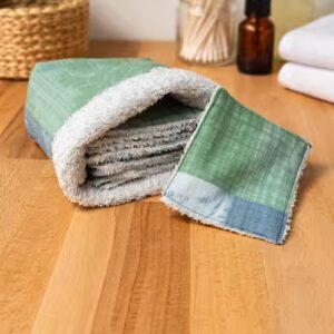 10 lingettes lavables réutilisables avec le panier